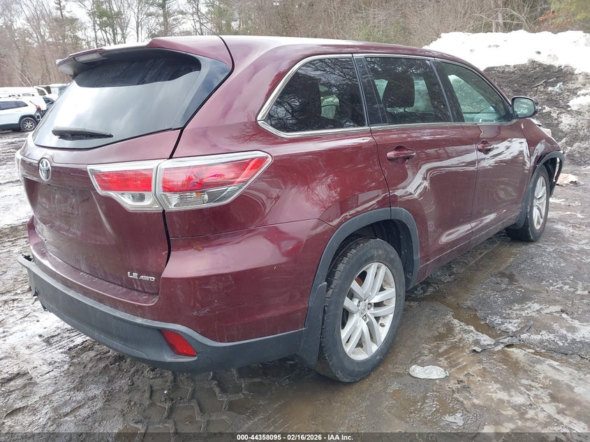 2015 Toyota Highlander 3.5 Le V6 red Lot 111044358095 Vin 5TDBKRFH2FS126631