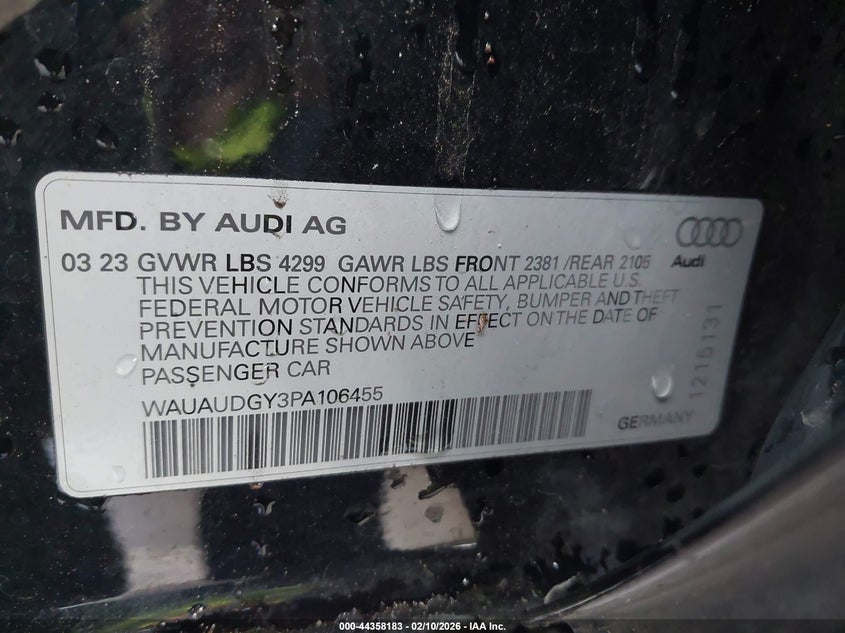 2023 Audi A3 Premium 40 Tfsi Front-Wheel Drive S Tronic VIN: WAUAUDGY3PA106455 Lot: 44358183
