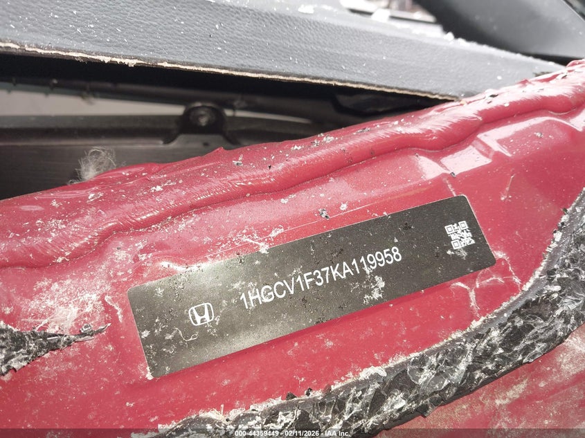 VIN 1HGCV1F37KA119958 2019 HONDA ACCORD SPORT