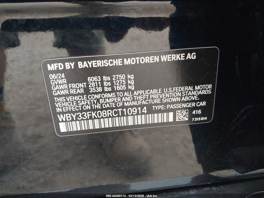 2024 BMW I5 Edrive40 VIN: WBY33FK08RCT10914 Lot: 44360174