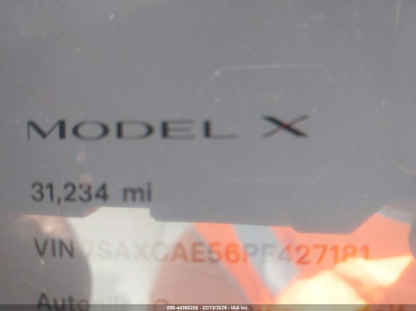 2023 Tesla Model X Dual Motor All-Wheel Drive/Standard Range VIN: 7SAXCAE56PF427181 Lot: 44360208