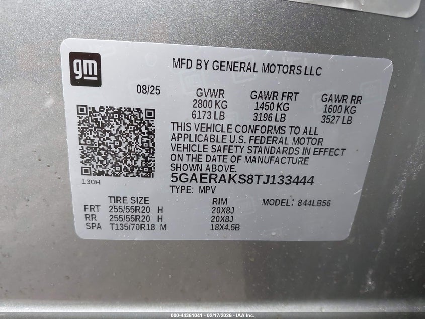 2026 Buick Enclave Preferred VIN: 5GAERAKS8TJ133444 Lot: 44361041