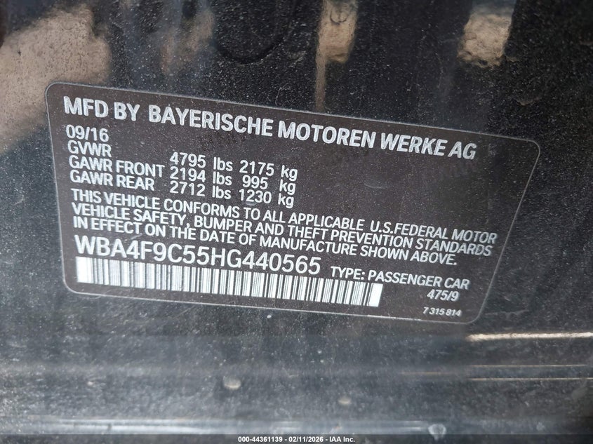 2017 BMW 430Xi Gran Coupe VIN: WBA4F9C55HG440565 Lot: 44361139