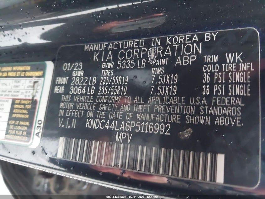 2023 Kia Ev6 Gt-Line VIN: KNDC44LA6P5116992 Lot: 44362308
