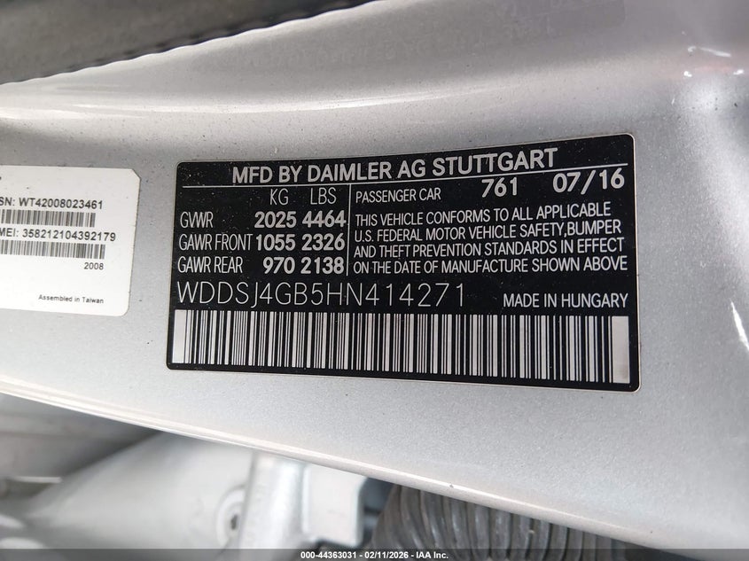 2017 Mercedes-Benz Cla 250 4Matic VIN: WDDSJ4GB5HN414271 Lot: 44363031