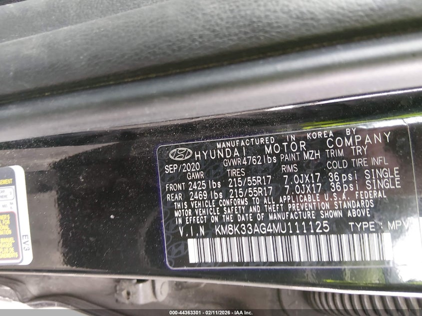 2021 Hyundai Kona Electric Limited VIN: KM8K33AG4MU111125 Lot: 44363301