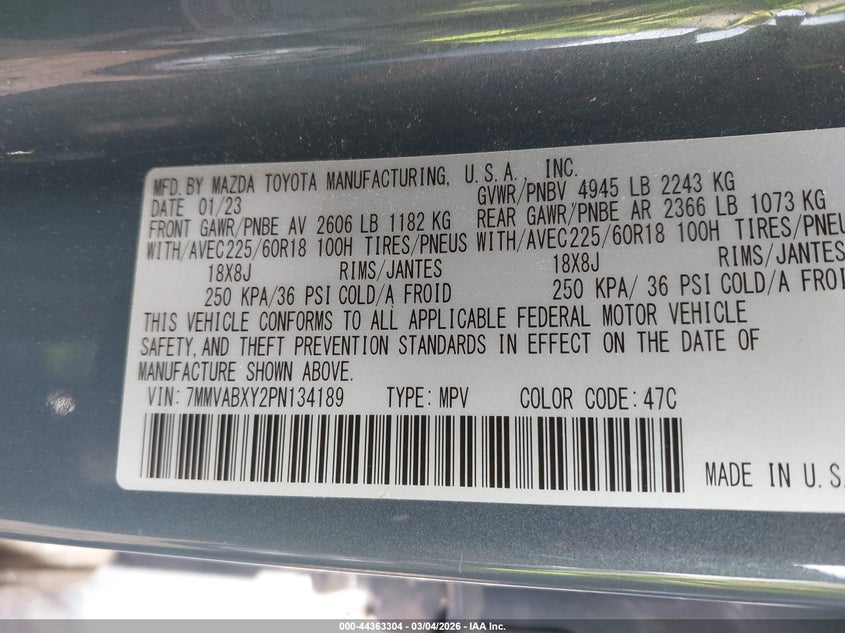 2023 Mazda Cx-50 2.5 Turbo Meridian Edition VIN: 7MMVABXY2PN134189 Lot: 44363304