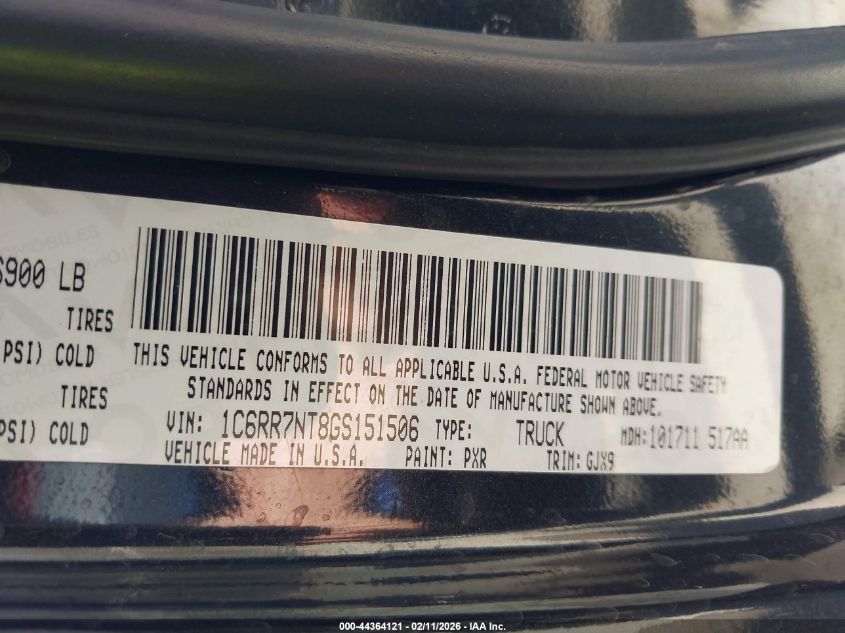 2016 Ram 1500 Laramie VIN: 1C6RR7NT8GS151506 Lot: 44364121