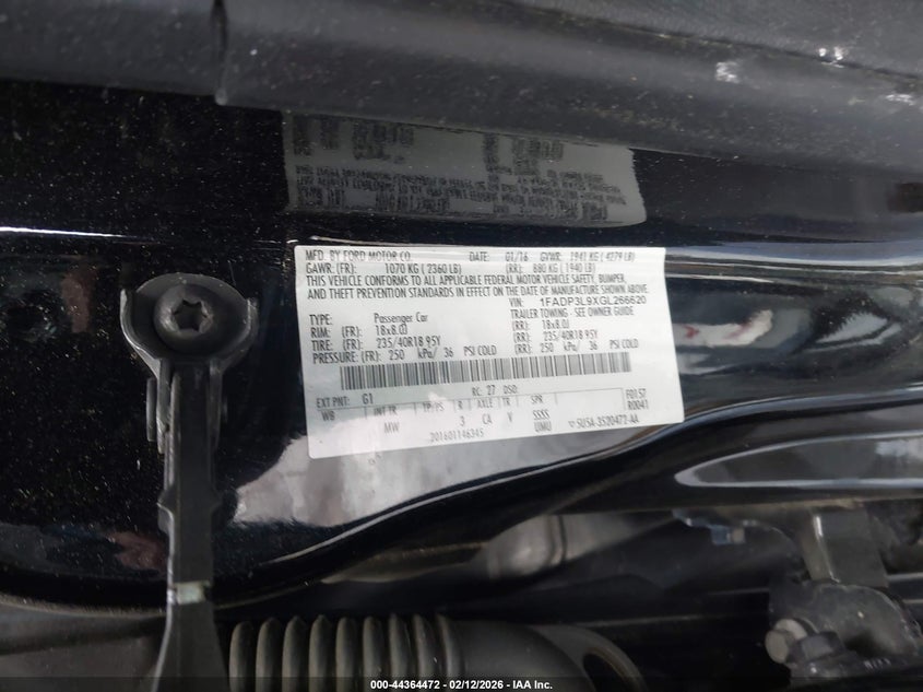 2016 Ford Focus St VIN: 1FADP3L9XGL266620 Lot: 44364472