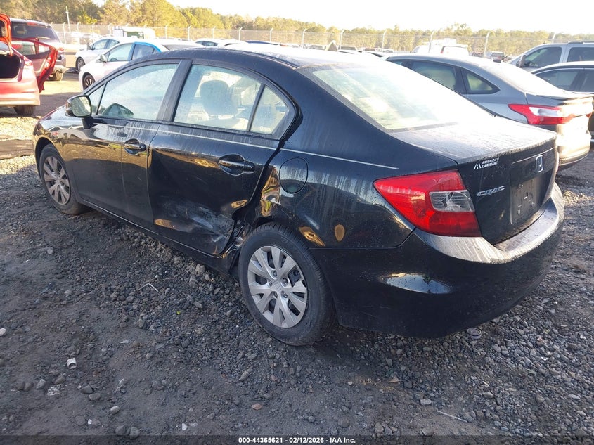 2012 Honda Civic 1.8 Lx black Lot 111044365621 Vin 19XFB2F58CE079061