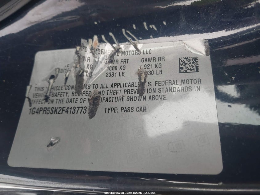 2015 Buick Verano Convenience Group VIN: 1G4PR5SK2F4137731 Lot: 44365768