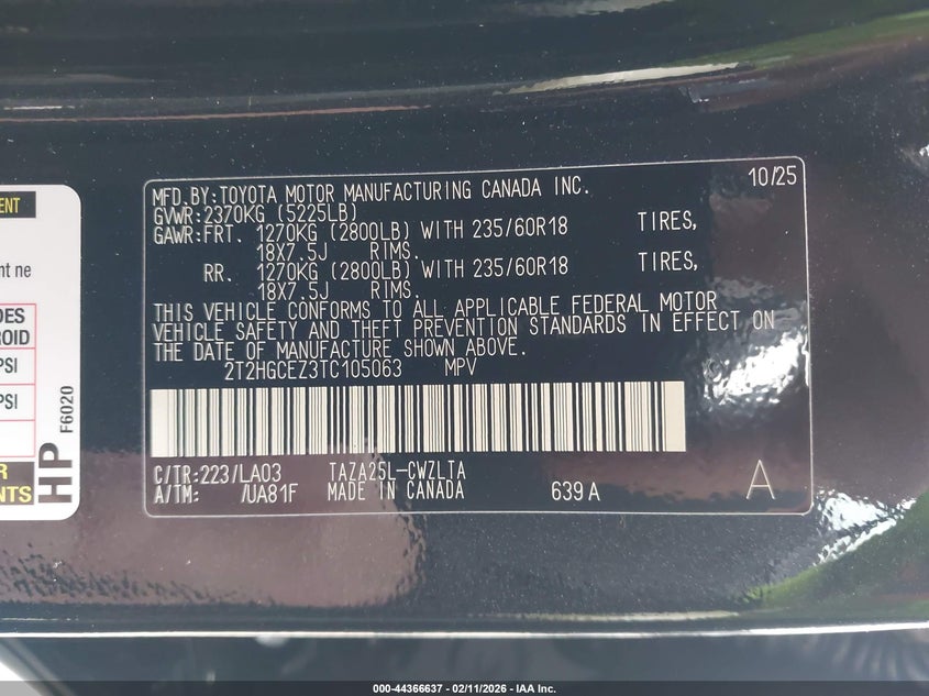 VIN: 2T2HGCEZ3TC105063 2026 LEXUS NX 350 LUXURY