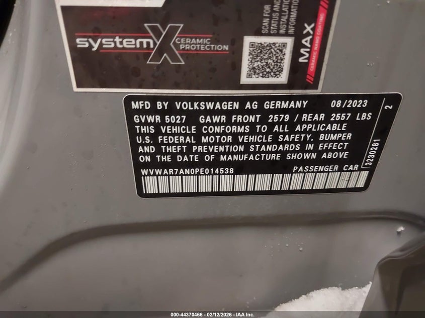 2023 Volkswagen Arteon 2.0T Sel R-Line VIN: WVWAR7AN0PE014538 Lot: 44370466