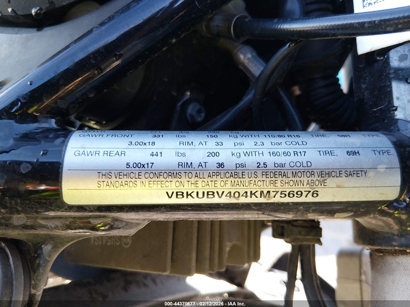 2019 Husqvarna Svartpilen 701 VIN: VBKUBV404KM756976 Lot: 44370677