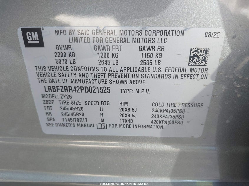 VIN: LRBFZRR42PD021525 2023 BUICK ENVISION AVENIR FWD