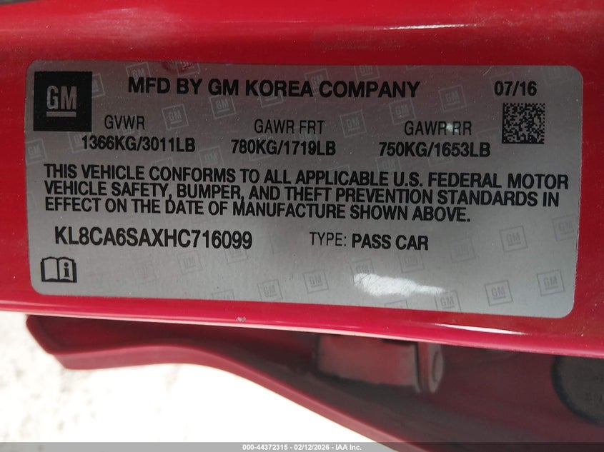 2017 CHEVROLET SPARK HATCHBACK 1.4L I-4 DOHC, VVT, 98HP