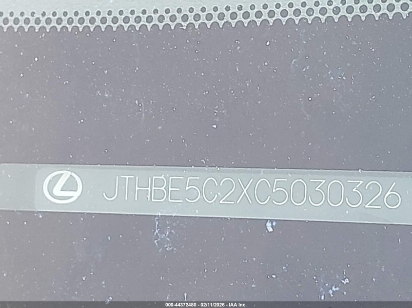 2012 Lexus Is 350 VIN: JTHBE5C2XC5030326 Lot: 44372480