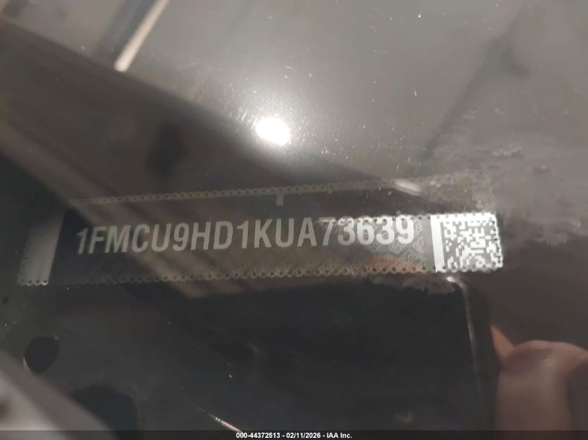 2019 Ford Escape Sel VIN: 1FMCU9HD1KUA73639 Lot: 44372513