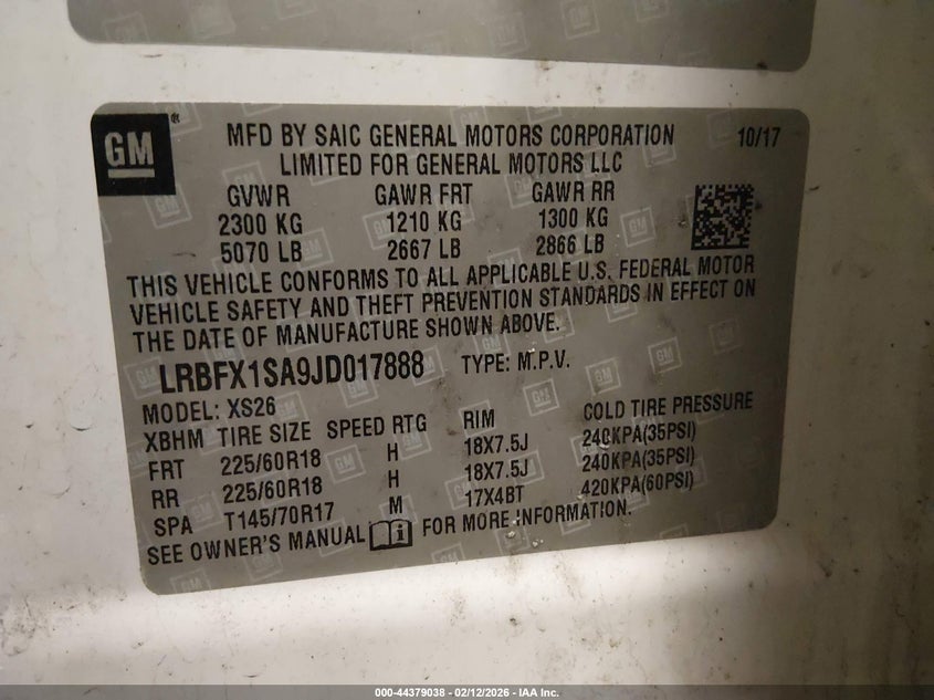 2018 Buick Envision Essence VIN: LRBFX1SA9JD017888 Lot: 44379038