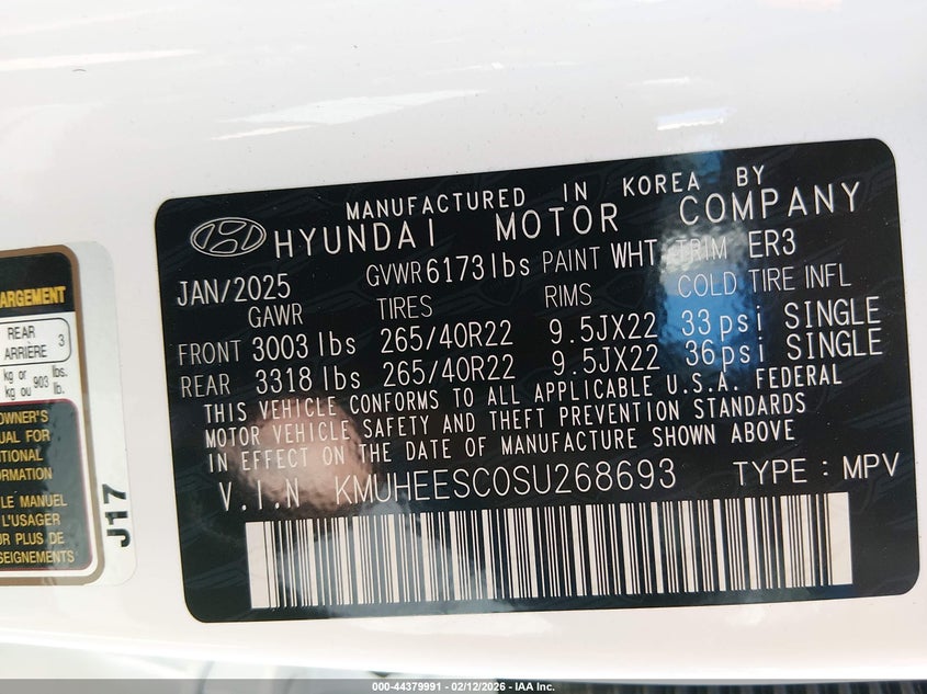 2025 Genesis Gv80 3.5T Prestige Awd VIN: KMUHEESC0SU268693 Lot: 44379991