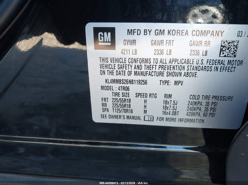 2022 Buick Encore Gx Fwd Preferred VIN: KL4MMBS26NB119256 Lot: 44380413