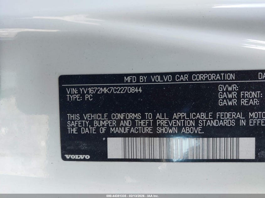 2012 Volvo C30 T5/T5 Platinum/T5 Premier Plus/T5 R-Design/T5 R-Design Platinum/T5 R-Design Premier Plus VIN: YV1672MK7C2270844 Lot: 44381335
