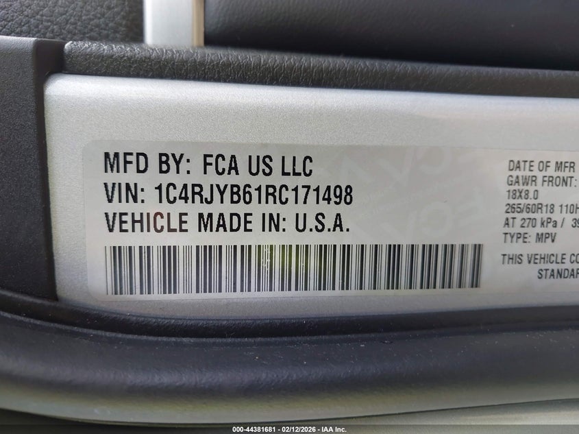2024 Jeep Grand Cherokee 4Xe VIN: 1C4RJYB61RC171498 Lot: 44381681