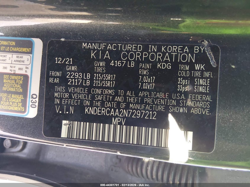 2022 Kia Seltos Ex VIN: KNDERCAA2N7297212 Lot: 44381701