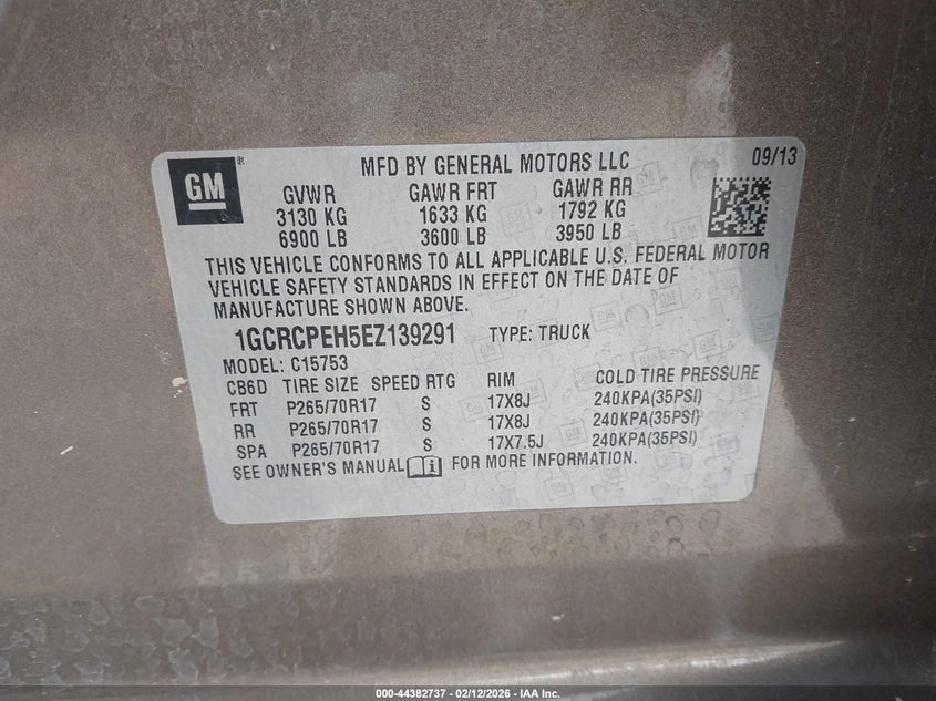 2014 Chevrolet Silverado 1500 Work Truck 2Wt VIN: 1GCRCPEH5EZ139291 Lot: 44382737