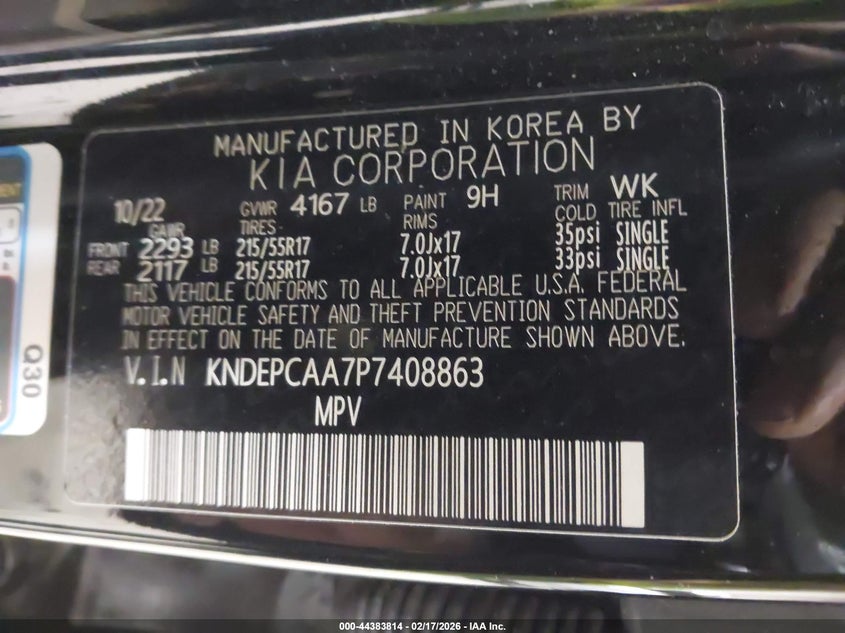 2023 Kia Seltos Lx VIN: KNDEPCAA7P7408863 Lot: 44383814