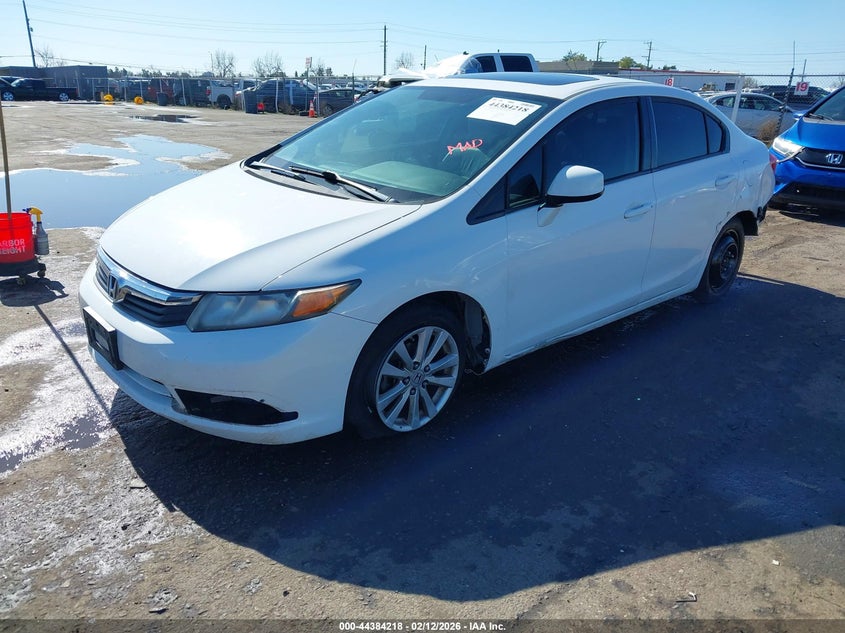 2012 Honda Civic 1.8 Ex-L white Lot 111044384218 Vin 2HGFB2F93CH534312