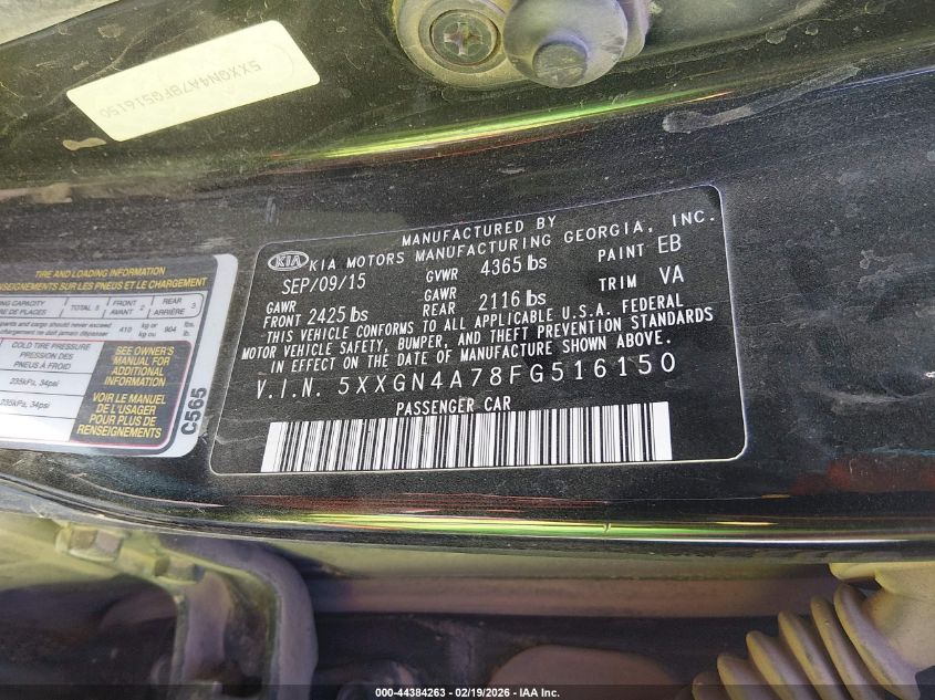 2015 Kia Optima Ex VIN: 5XXGN4A78FG516150 Lot: 44384263