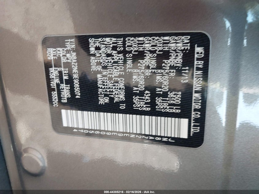 2014 Infiniti Qx80 VIN: JN8AZ2NE9E9065074 Lot: 44385216