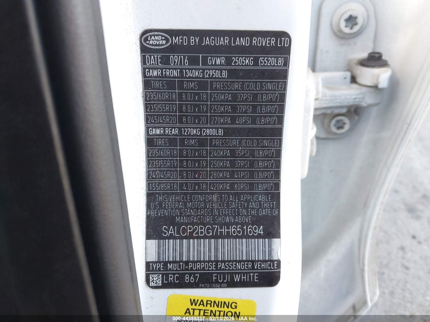 2017 Land Rover Discovery Sport Se VIN: SALCP2BG7HH651694 Lot: 44385337