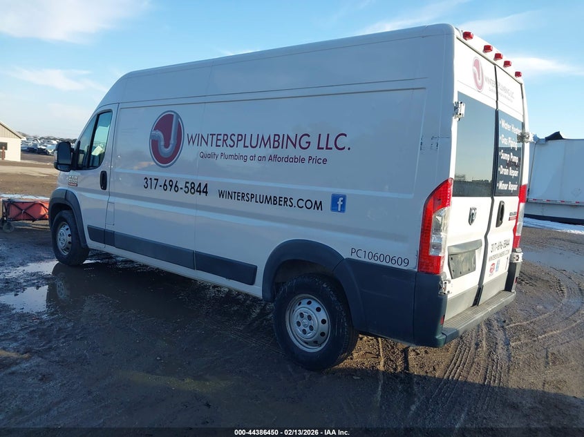 Vin: 3c6trvdg1he503327, lot: 44883004, ram promaster 2500 high roof 159 wb 20173