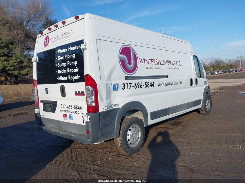 Vin: 3c6trvdg1he503327, lot: 44883004, ram promaster 2500 high roof 159 wb 20174