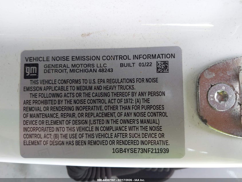 2022 Chevrolet Silverado 3500Hd Chassis Work Truck VIN: 1GB4YSE73NF211939 Lot: 44387167