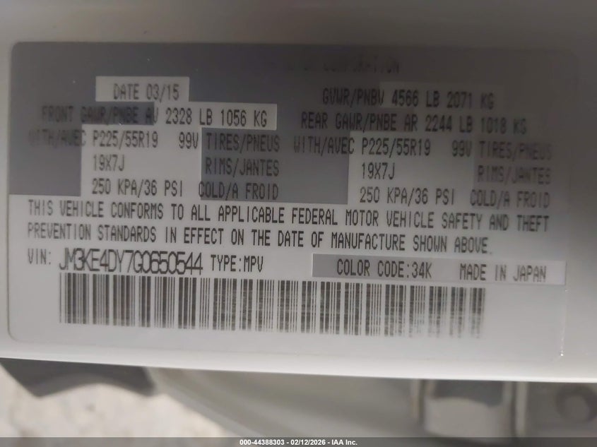 2016 Mazda Cx-5 Grand Touring VIN: JM3KE4DY7G0650544 Lot: 44388303