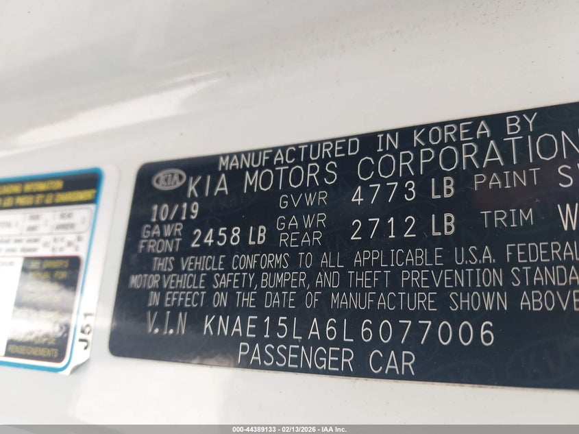 2020 Kia Stinger Gt-Line VIN: KNAE15LA6L6077006 Lot: 44389133