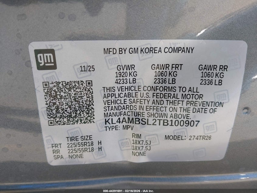 2026 Buick Encore Gx Preferred Fwd VIN: KL4AMBSL2TB100907 Lot: 44391691