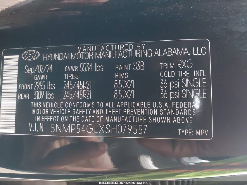 VIN 5NMP54GLXSH079557 2025 HYUNDAI SANTA FE CALLIGRAPHY