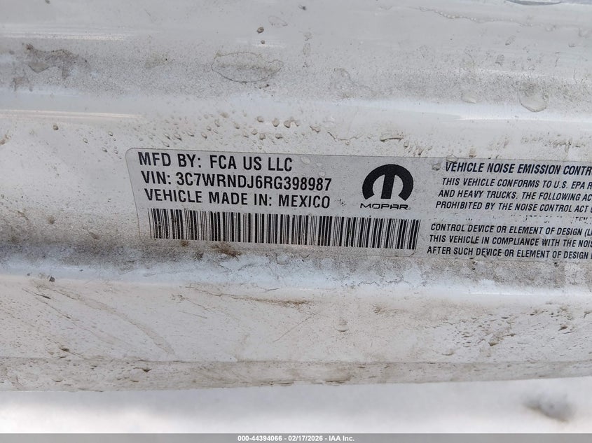 2024 Ram 5500 Chassis Tradesman/Slt VIN: 3C7WRNDJ6RG398987 Lot: 44394066