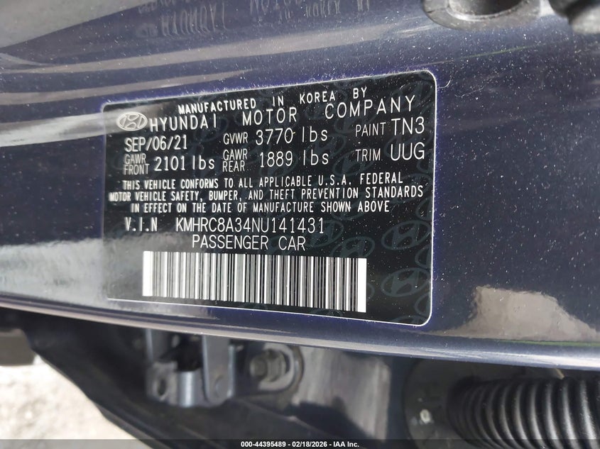 2022 Hyundai Venue Limited VIN: KMHRC8A34NU141431 Lot: 44395489