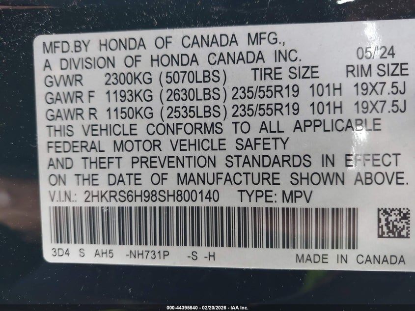 2HKRS6H98SH800140 Honda Cr-v Hybrid Sport Touring