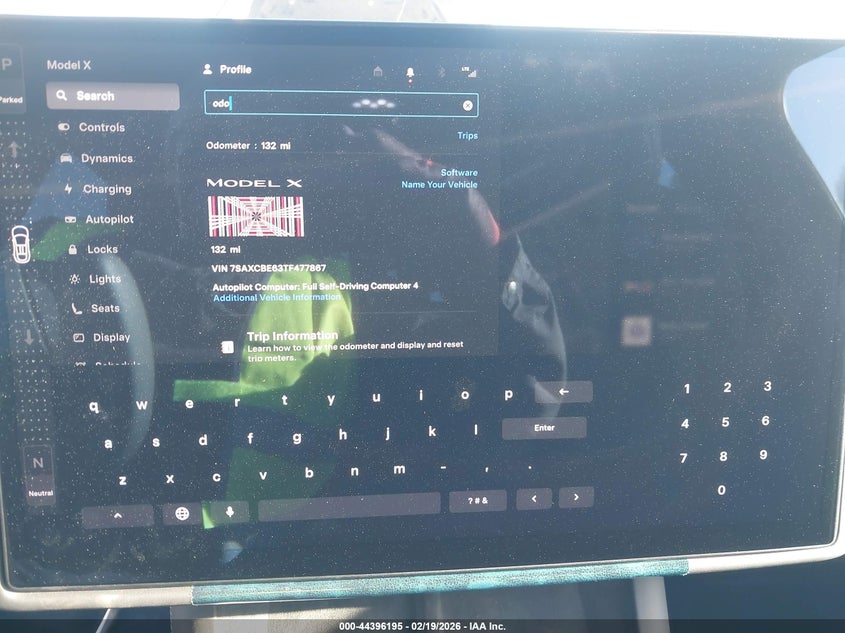 2026 Tesla Model X Plaid VIN: 7SAXCBE63TF477867 Lot: 44396195