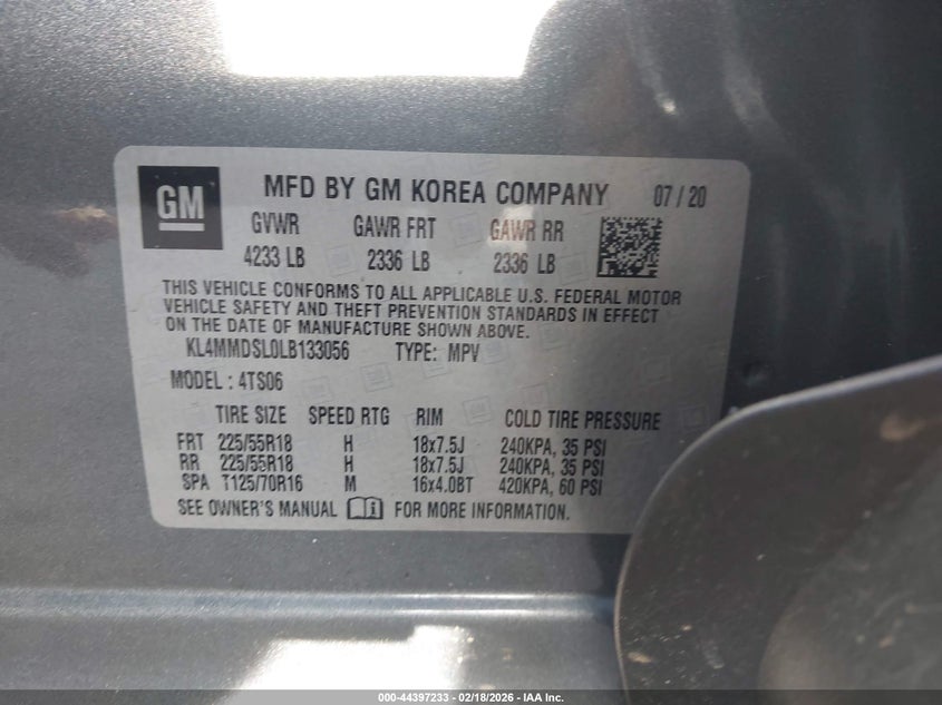 2020 Buick Encore Gx Fwd Select VIN: KL4MMDSL0LB133056 Lot: 44397233