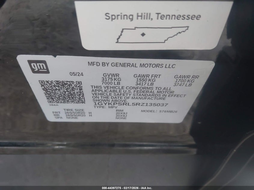 2024 Cadillac Lyriq Luxury W/1Se VIN: 1GYKPSRL5RZ135037 Lot: 44397275