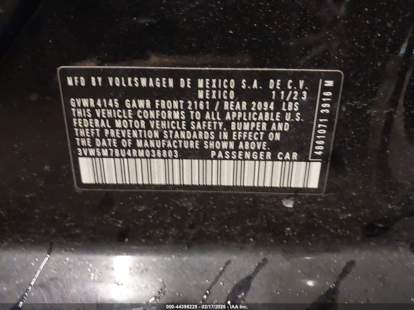 2024 Volkswagen Jetta 1.5T S VIN: 3VW5M7BU4RM036803 Lot: 44398228