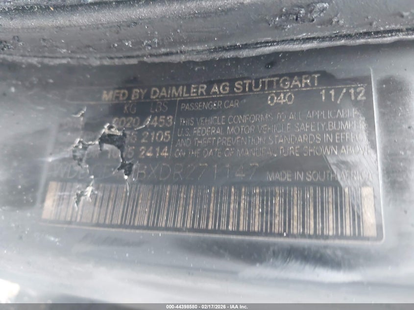 2013 Mercedes-Benz C 250 Sport VIN: WDDGF4HBXDR271147 Lot: 44398580