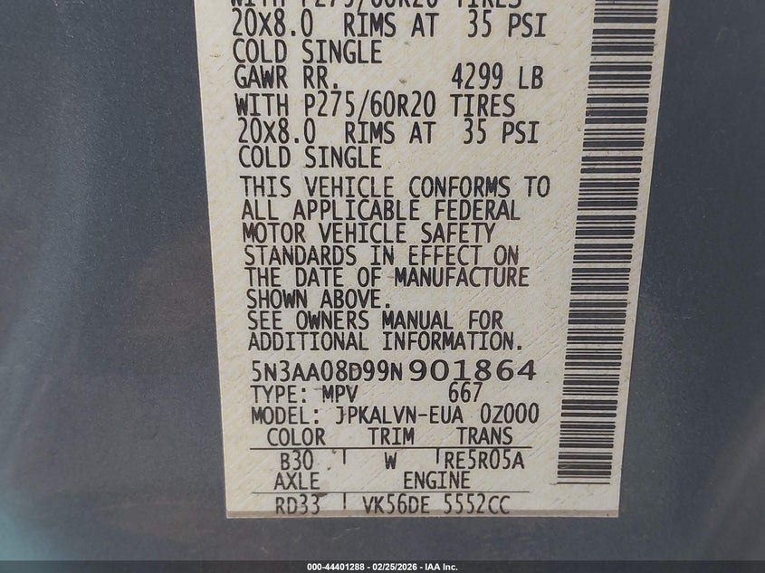 2009 Infiniti Qx56 VIN: 5N3AA08D99N901864 Lot: 44401288